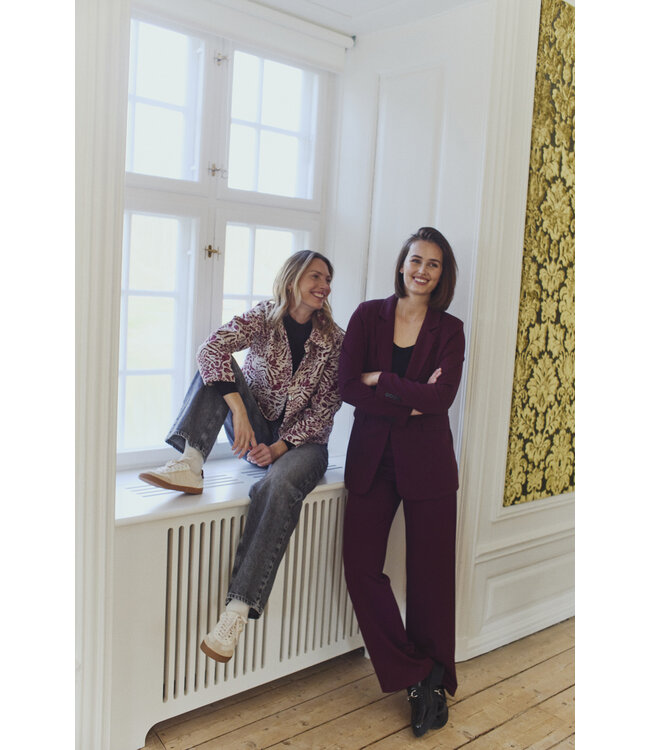 vest jasje met knopen dames natuurprint "Jady" bordeaux FreeQuent