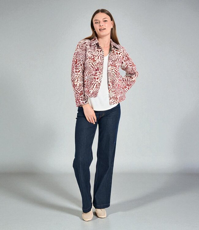 vest jasje met knopen dames natuurprint "Jady" bordeaux FreeQuent