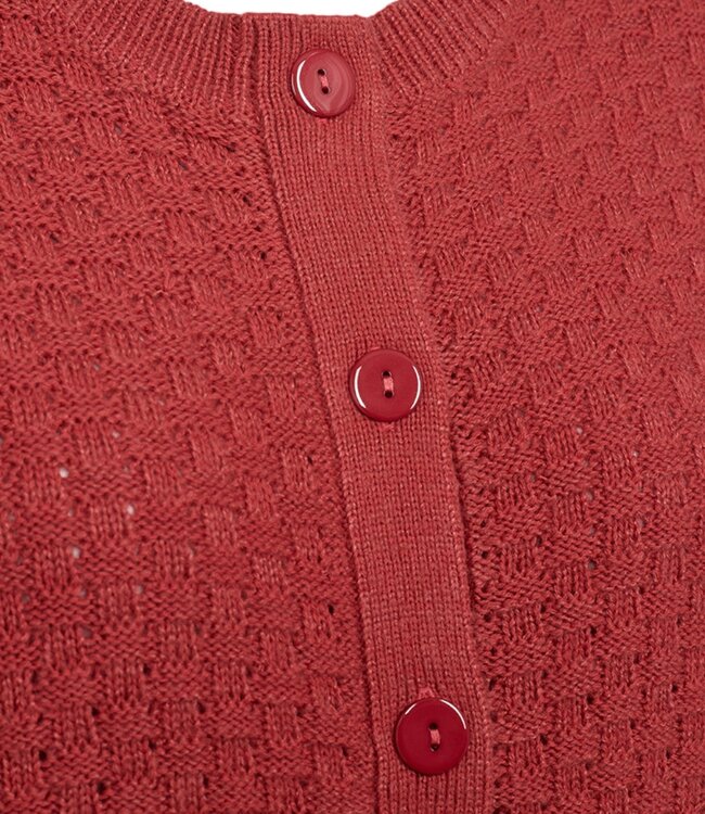 katoenen dames vest met structuur en knopen baked- apple - FreeQuent