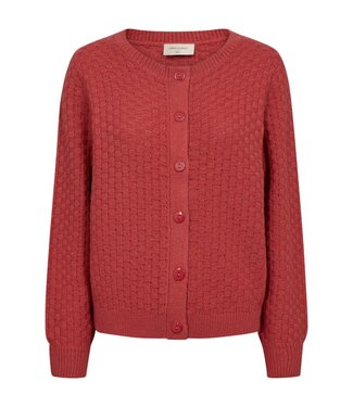 FreeQuent katoenen dames vest met structuur en knopen baked- apple - FreeQuent