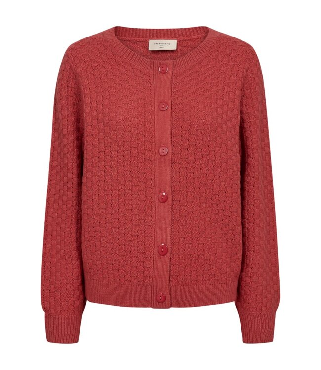 katoenen dames vest met structuur en knopen baked- apple - FreeQuent