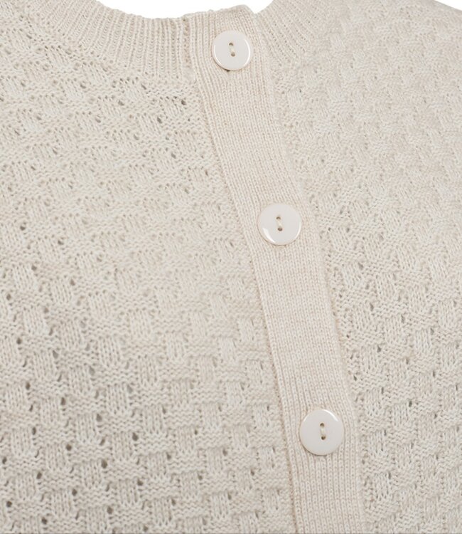 katoenen dames vest met structuur en knopen beige - FreeQuent