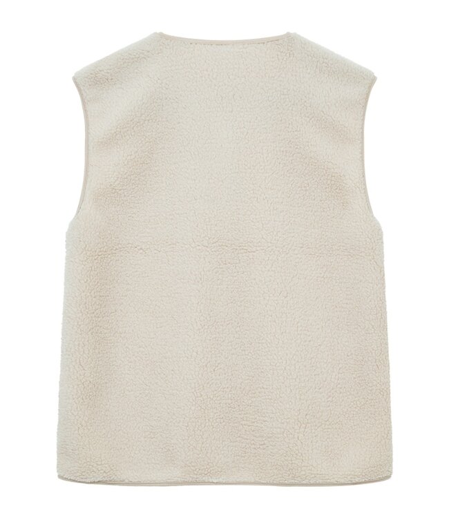 zacht dames gilet met knopen en zakjes beige "Teddy" - FreeQuent