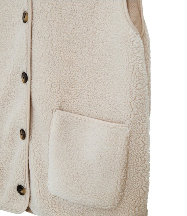 zacht dames gilet met knopen en zakjes beige "Teddy" - FreeQuent