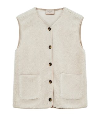 FreeQuent zacht dames gilet met knopen en zakjes beige "Teddy" - FreeQuent