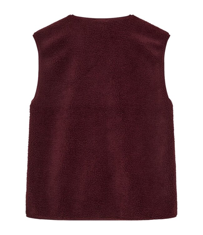 zacht dames gilet met knopen en zakjes bordeaux "Teddy" - FreeQuent