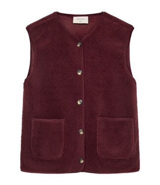 FreeQuent zacht dames gilet met knopen en zakjes bordeaux "Teddy" - FreeQuent