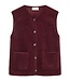 zacht dames gilet met knopen en zakjes bordeaux "Teddy" - FreeQuent
