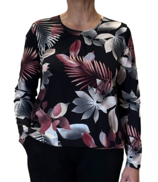 Gabriella K. dames blouson shirt "Botanic" zwart- bordeaux Gabriella K.
