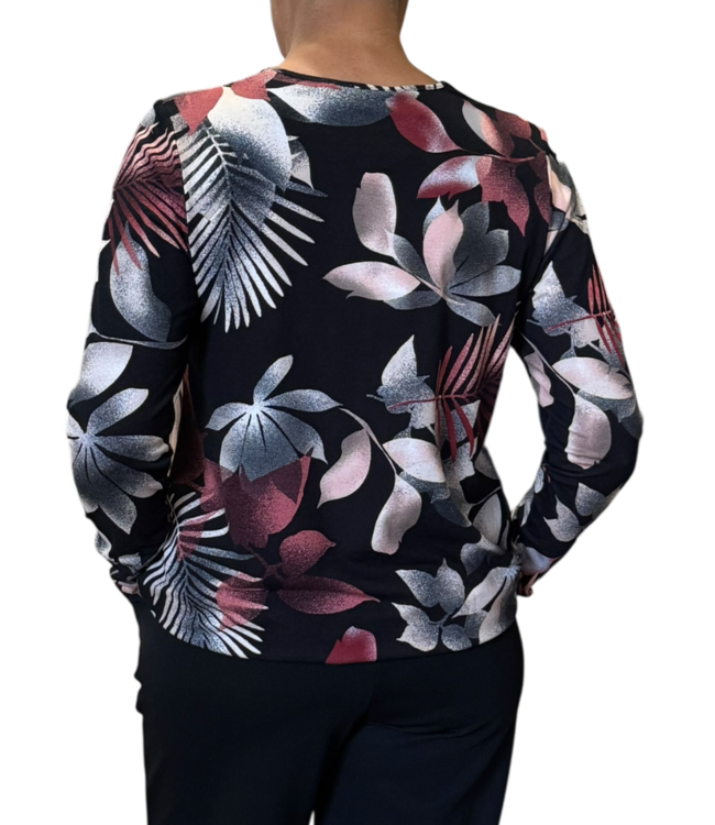 dames blouson shirt "Botanic" zwart- bordeaux Gabriella K.