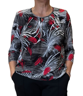 BLAUW dames blouson shirt stripes zwart- rood