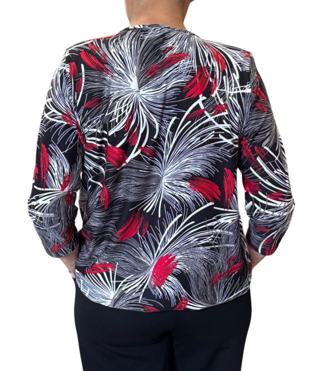 dames blouson shirt stripes zwart- rood