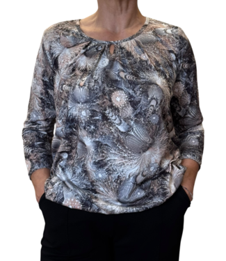 BLAUW dames blouson shirt koraal beige- grijs