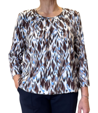 BLAUW dames blouson shirt gevlamd bruin 3/4 mouwlengte