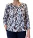 dames blouson shirt gevlamd bruin 3/4 mouwlengte