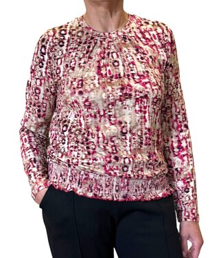 Signature dames blouson shirt elastische boord (smokwerk) roze