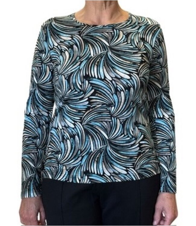 dames t- shirt swirl aqua Marinello