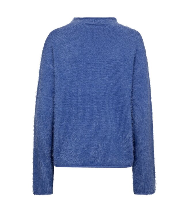 harige dames trui met boord "Cat" blauw FreeQuent