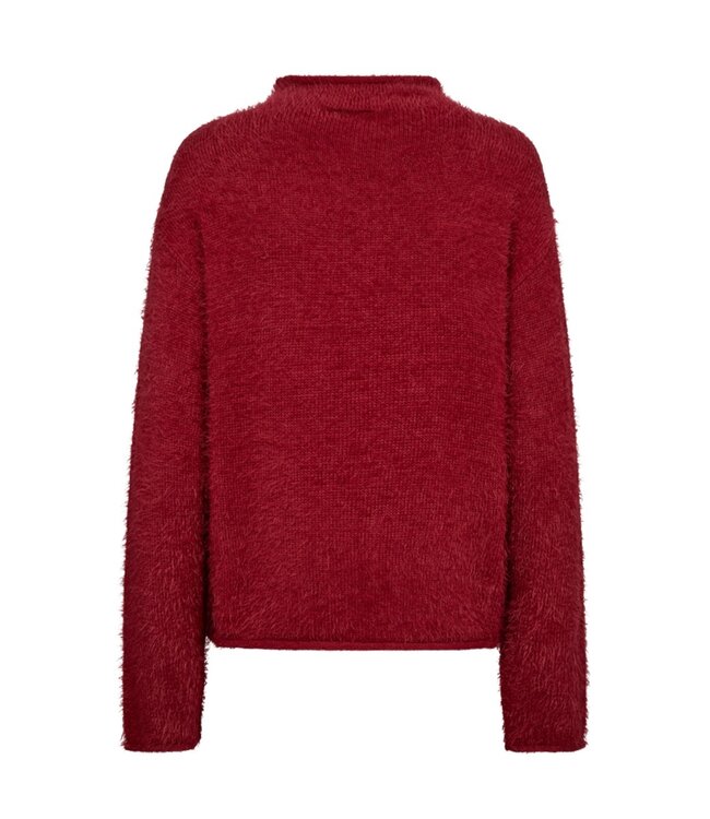harige dames trui met boord "Cat" rood FreeQuent