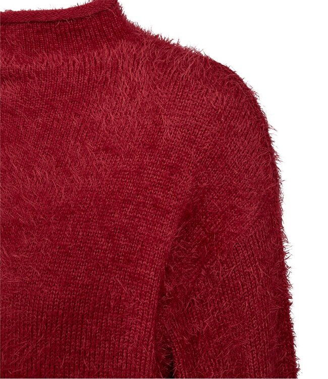 harige dames trui met boord "Cat" rood FreeQuent