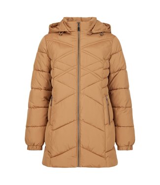 Sunday Winterjas dames met artisbare capuchon caramel- bruin Sunday