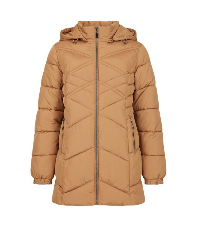 Winterjas dames met artisbare capuchon caramel- bruin Sunday