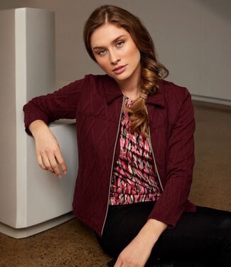 Sunday chique dames jasje met diamant patroon bordeaux- rood Sunday