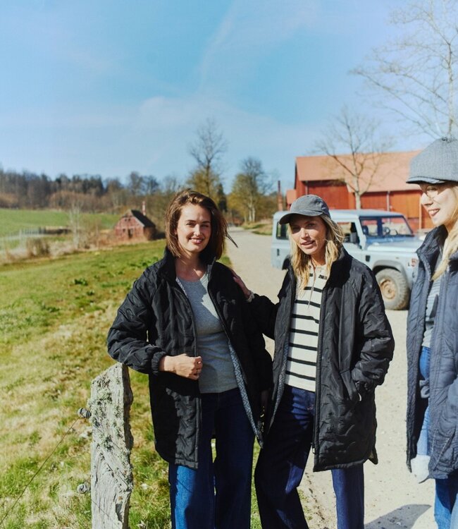 winterjas dames met ritssluiting en patroon zwart FreeQuent "Crown"