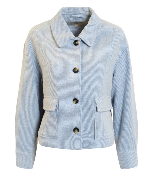 dames vest- jas met 30% wol en visgraat motief blauw B. Copenhagen