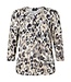 dames blouson shirt elastiek panther print beige- zwart Brandtex