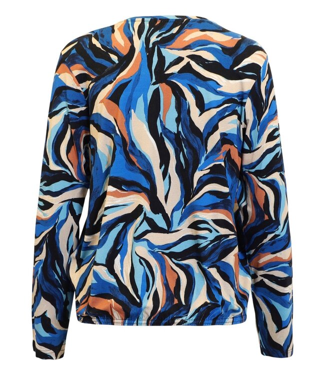 dames blouson shirt swirl- kobaltblauw v-hals Signature