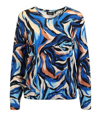 Signature dames blouson shirt swirl- kobaltblauw v-hals Signature