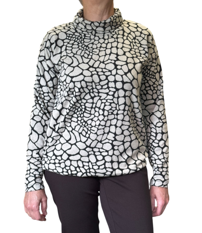 dames blouson pullover met hangcol Pebbles sand
