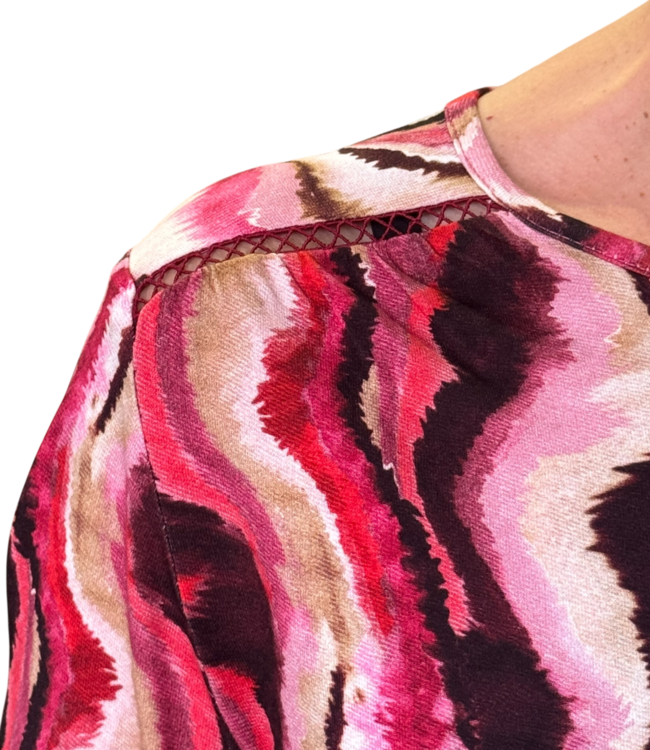 dames blouson shirt marmerprint roze
