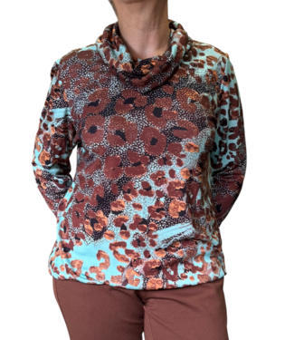 Sensia dames blouson pullover hangcol "Afrika" groen- bruin Sensia dames blouson pullover hangcol "Afrika" groen- bruin