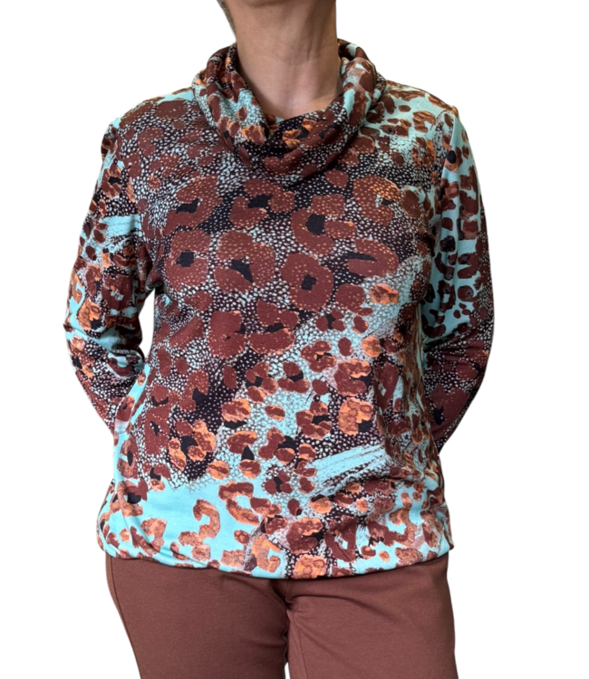 dames blouson pullover hangcol "Afrika" groen- bruin
