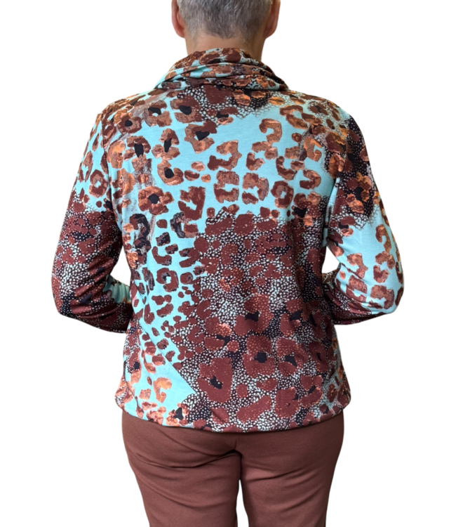 dames blouson pullover hangcol "Afrika" groen- bruin