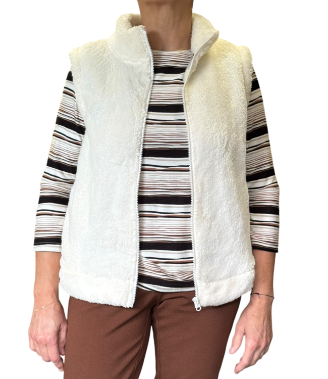 dames gilet "Bontje" met ritssluiting offwhite M.X.O.