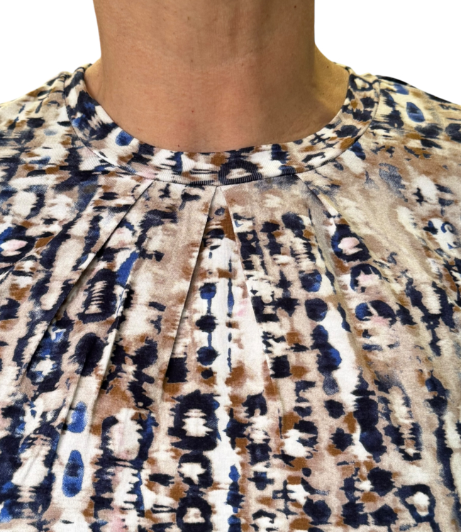 dames blouson shirt elastische boord (smokwerk) blauw