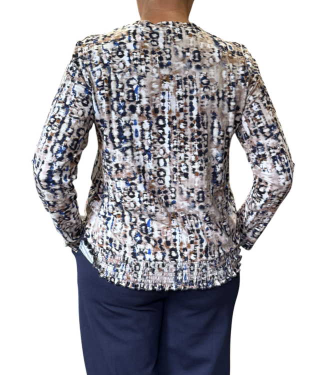 dames blouson shirt elastische boord (smokwerk) blauw