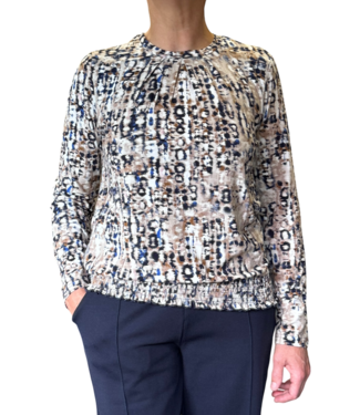 Signature dames blouson shirt elastische boord (smokwerk) blauw