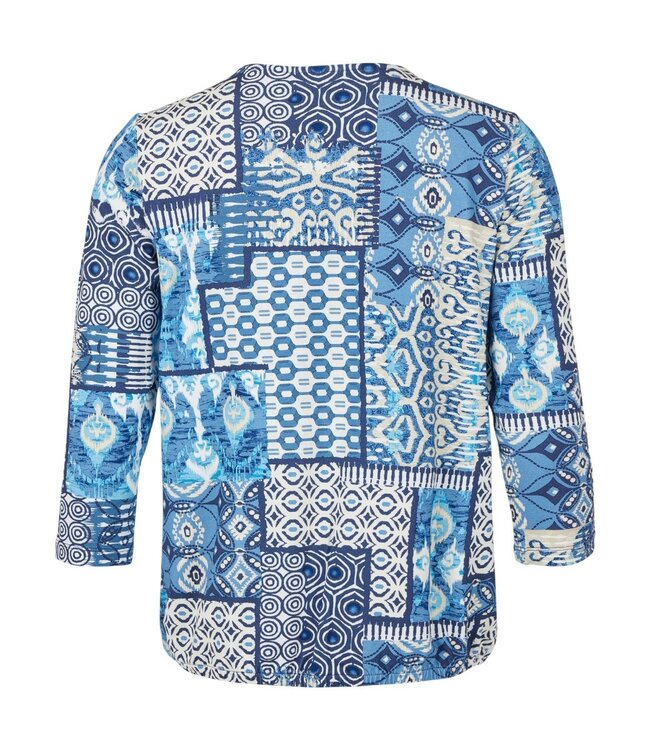 dames blouson shirt elastiek "Bohemien" jeansblauw