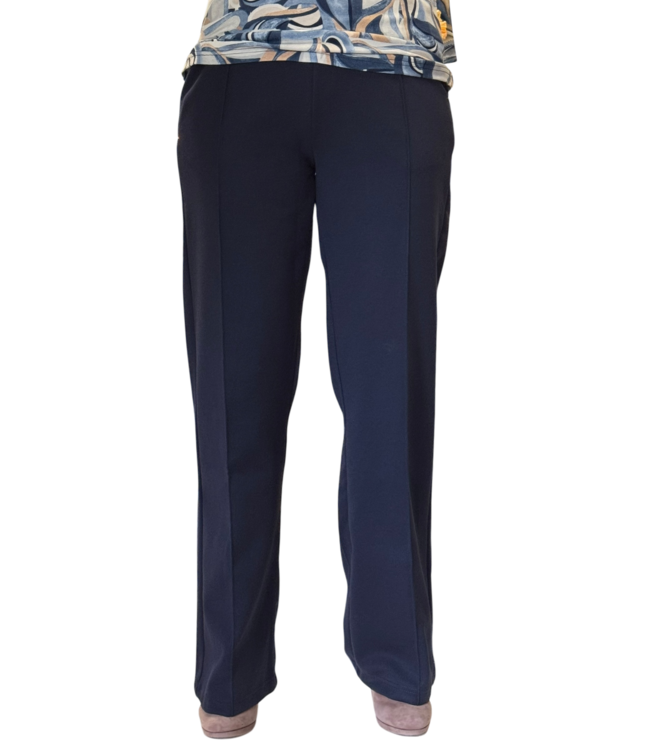 flared broek dames met stik- plooi marine M.X.O.