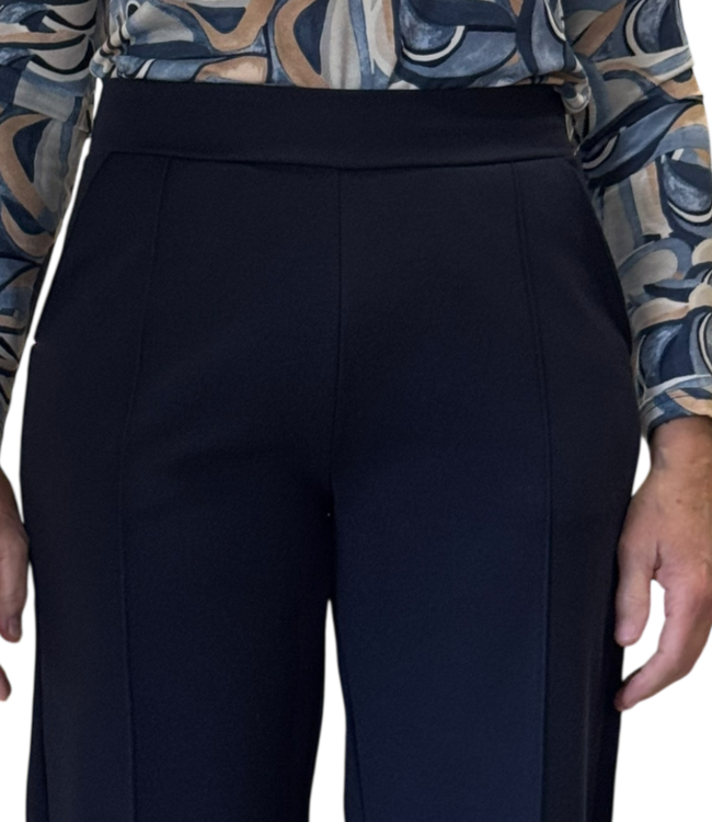 flared broek dames met stik- plooi marine M.X.O.