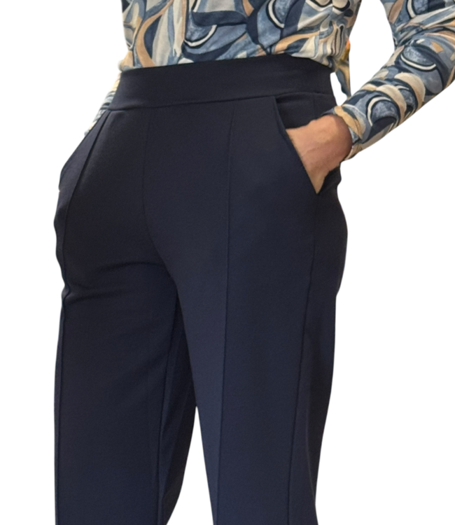 flared broek dames met stik- plooi marine M.X.O.