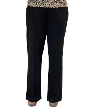 M.X.O. flared broek dames met stik- plooi zwart M.X.O.