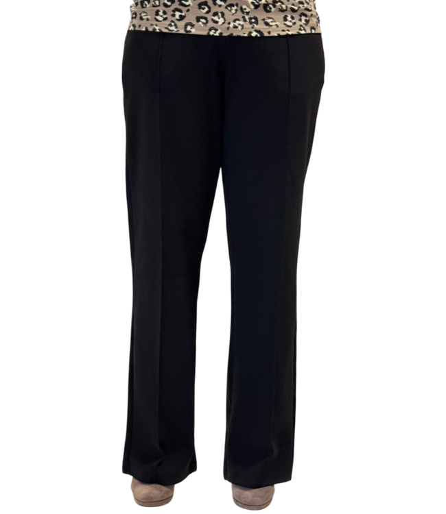 flared broek dames met stik- plooi zwart M.X.O.