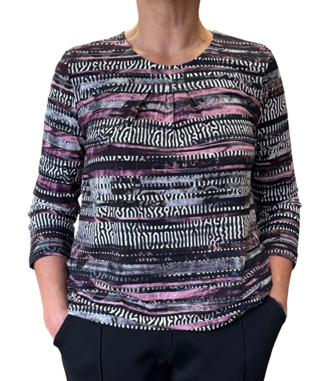 dames blouson shirt elastiek zebrapatroon fuchsia