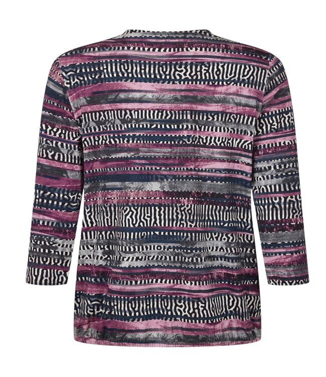 dames blouson shirt elastiek zebrapatroon fuchsia