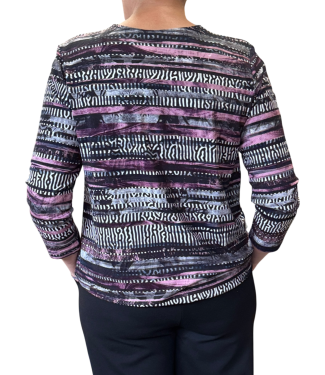 dames blouson shirt elastiek zebrapatroon fuchsia
